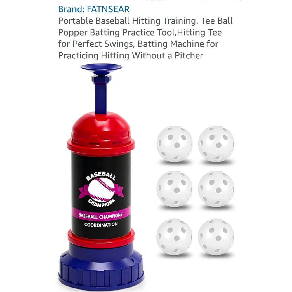 FATNSEAR Portable Baseball Hitting Trainer Tee Ball Popper Batting Machine